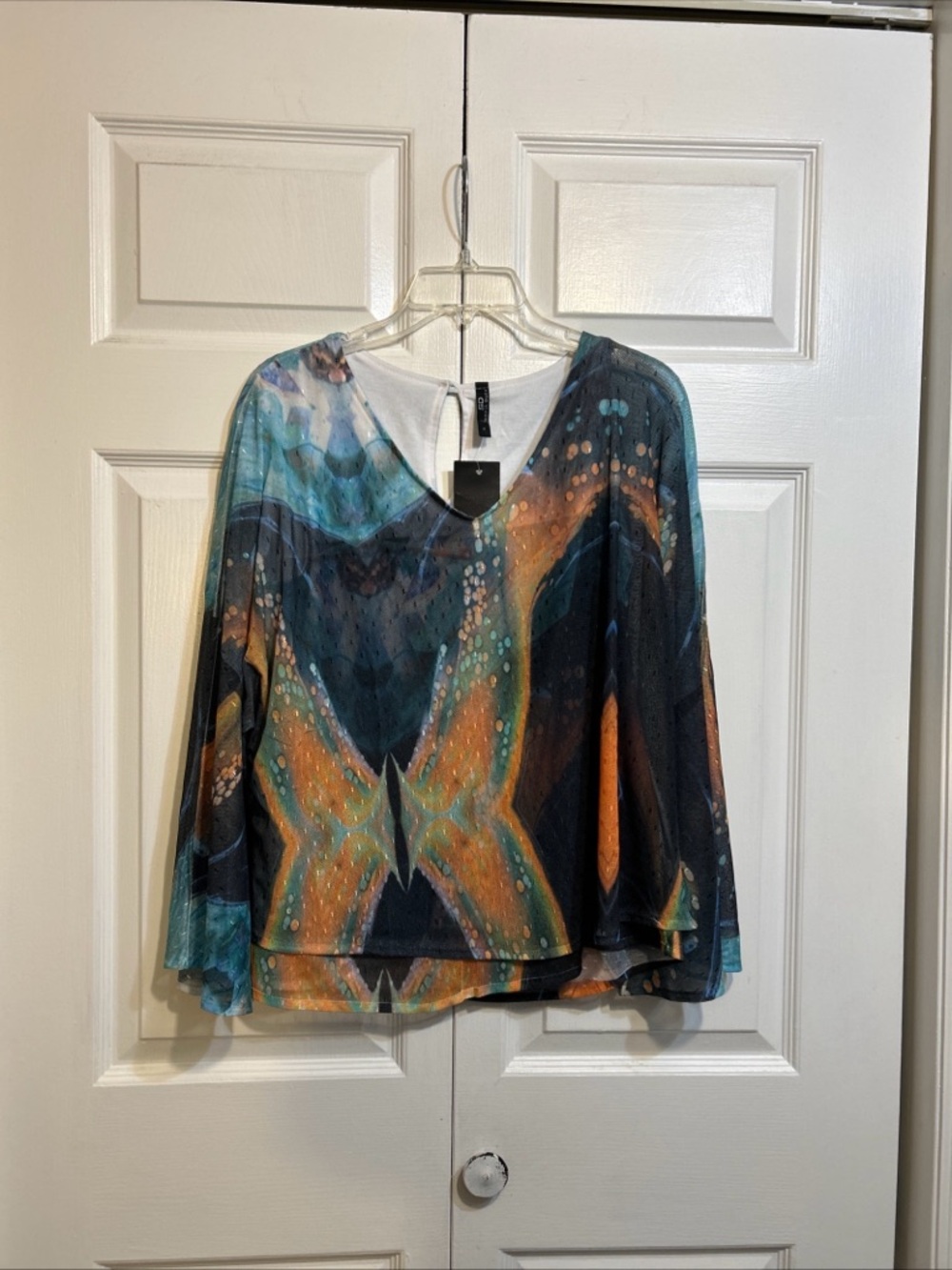 NWT SD SOFIA DUEK Mesh Flowy Overlay Tiered Top Size M Medium Multicolor